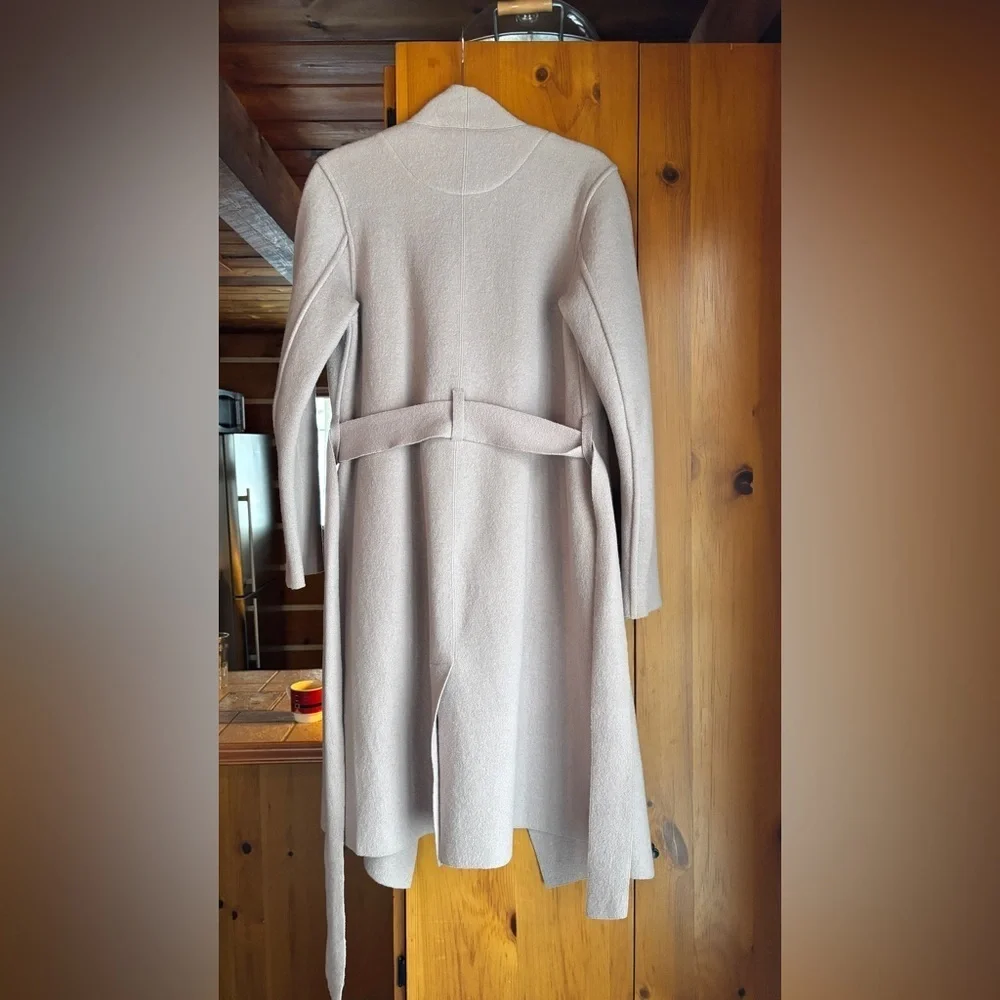 Light blush pink Wool Coat, Belted - Picture 9 of 14
